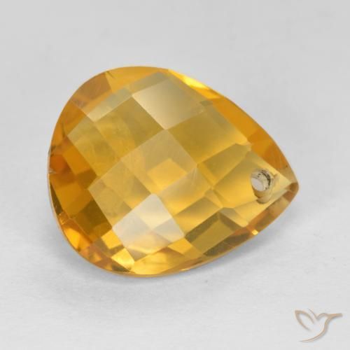 Citrino Dourado Escuro Natural 3.74ct, Formato de pêra, VVS-VS