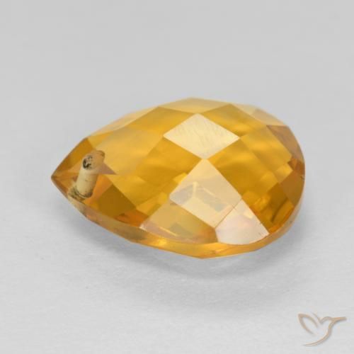 Citrino Dourado Escuro Natural 3.74ct, Formato de pêra, VVS-VS