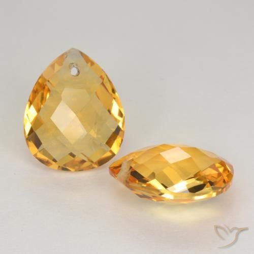 Pedras preciosas de Citrino Dourado Médio-escuro natural de 7.34 ct, Formato de pêra, VVS-VS