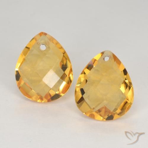 7.25ctw Natural Laranja Dourado Profundo Citrino, Formato de pêra, VVS-VS