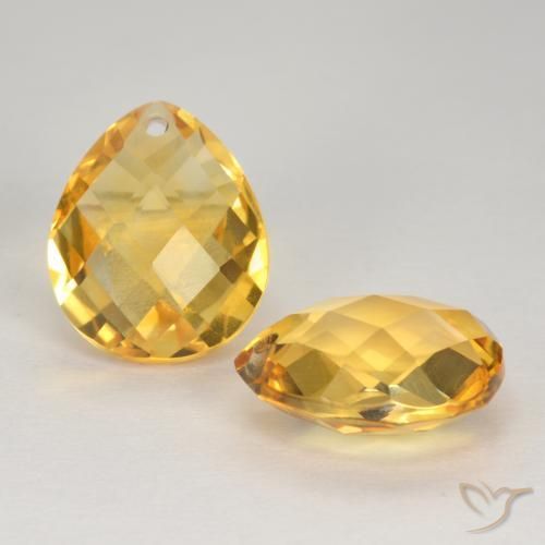 Pedras preciosas de Citrino Dourado Médio-escuro natural de 7.58 ct, Formato de pêra, VVS-VS