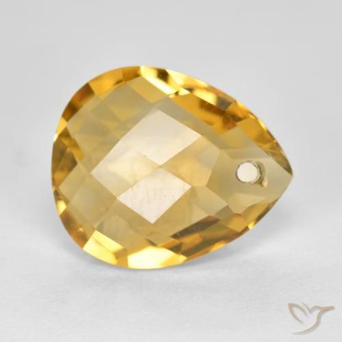 Citrino Dourado Médio-escuro Natural 3.69ct, Formato de pêra, VVS-VS