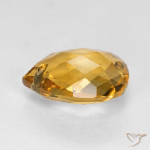 Citrino Dourado Médio-escuro Natural 3.69ct, Formato de pêra, VVS-VS