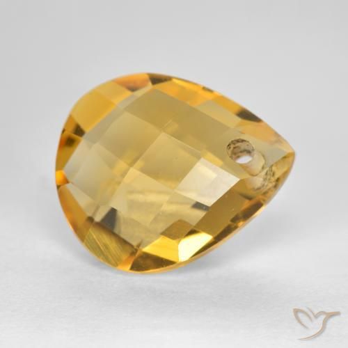 Citrino Dourado Médio-escuro Natural 3.82ct, Formato de pêra, VVS-VS