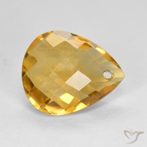 Citrino Dourado Médio-escuro Natural 3.38ct, Formato de pêra, VVS-VS