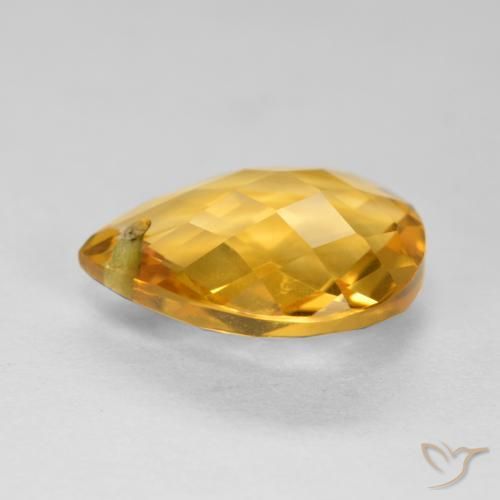 Citrino Dourado Médio-escuro Natural 3.38ct, Formato de pêra, VVS-VS