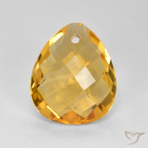 3.37ct Natural Laranja Dourado Profundo Citrino, Formato de pêra, VVS-VS