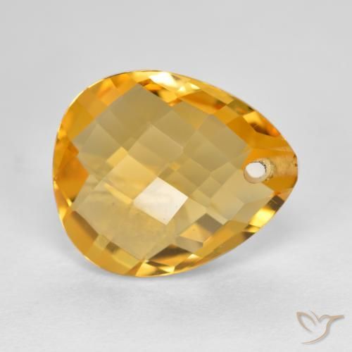 Citrino Laranja Dourado Profundo Natural 3.37ct, Formato de pêra, VVS-VS