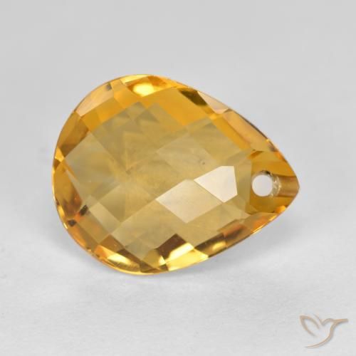 Citrino Dourado Escuro Natural 3.45ct, Formato de pêra, VVS-VS
