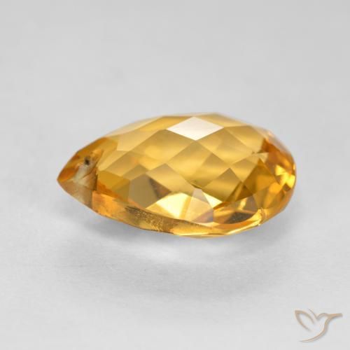Citrino Dourado Escuro Natural 3.45ct, Formato de pêra, VVS-VS