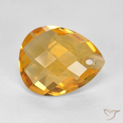 Citrino Dourado Escuro Natural 3.28ct, Formato de pêra, VVS-VS