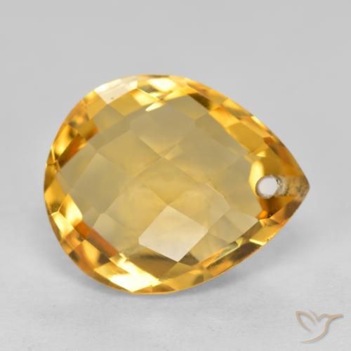 Citrino Dourado Médio-escuro Natural 3.82ct, Formato de pêra, VVS-VS
