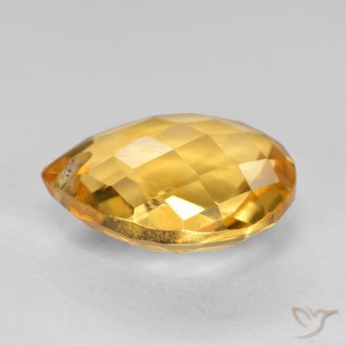 Citrino Dourado Médio-escuro Natural 3.82ct, Formato de pêra, VVS-VS