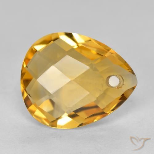 Citrino Laranja Dourado Profundo Natural 3.37ct, Formato de pêra, VVS-VS