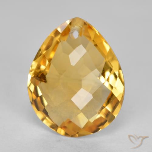 3.30ct Natural Laranja Dourado Profundo Citrino, Formato de pêra, VS-SI