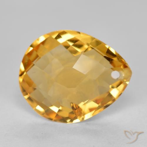 Citrino Laranja Dourado Profundo Natural 3.30ct, Formato de pêra, VS-SI