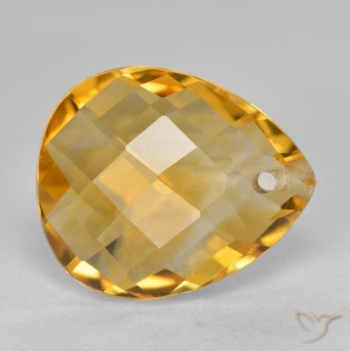 Citrino Laranja Dourado Profundo Natural 3.60ct, Formato de pêra, VVS-VS