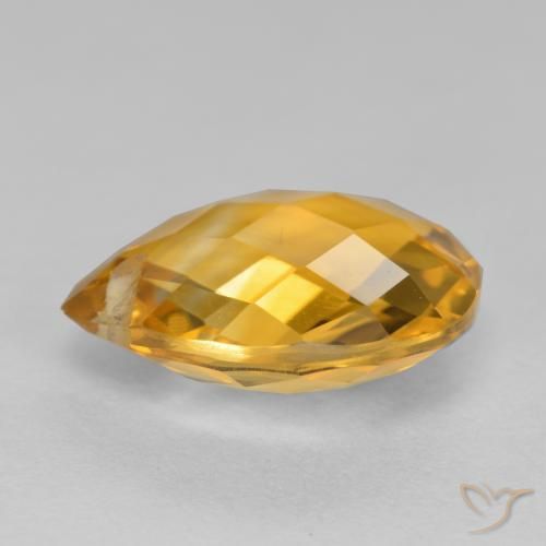 Citrino Laranja Dourado Profundo Natural 3.60ct, Formato de pêra, VVS-VS