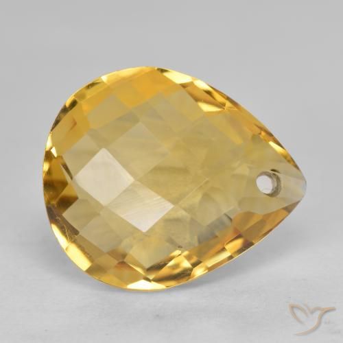 Citrino Dourado Médio-escuro Natural 3.44ct, Formato de pêra, VVS-VS