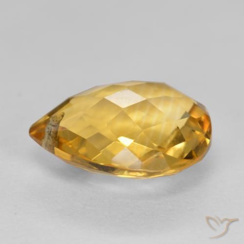 Citrino Dourado Médio-escuro Natural 3.44ct, Formato de pêra, VVS-VS