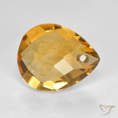 Citrino Laranja Dourado Profundo Natural 3.68ct, Formato de pêra, VVS-VS
