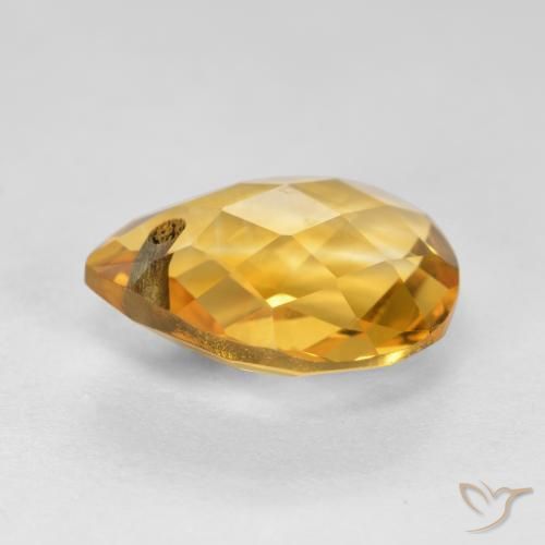 Citrino Laranja Dourado Profundo Natural 3.68ct, Formato de pêra, VVS-VS