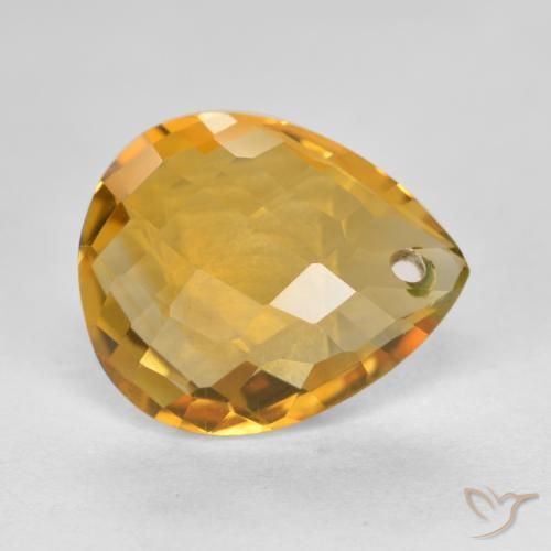 Citrino Laranja Dourado Profundo Natural 3.83ct, Formato de pêra, VVS-VS