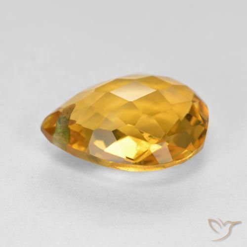 Citrino Laranja Dourado Profundo Natural 3.83ct, Formato de pêra, VVS-VS
