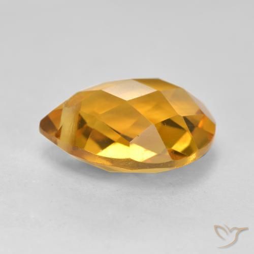 Citrino Laranja Dourado Profundo Natural 3.81ct, Formato de pêra, VVS-VS