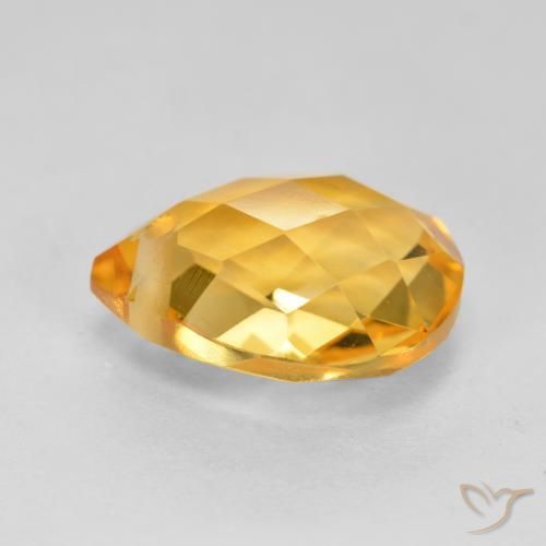 Citrino Laranja Dourada Natural 3.88ct, Formato de pêra, VVS-VS