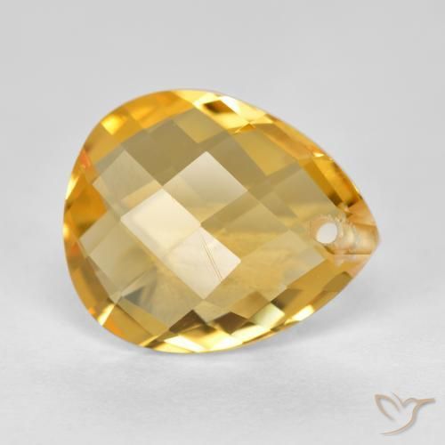 Citrino Dourado Médio-escuro Natural 3.47ct, Formato de pêra, VVS-VS