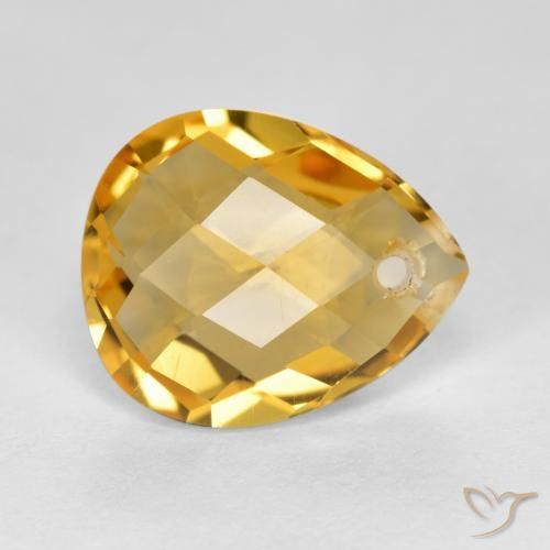 Citrino Dourado Médio-escuro Natural 3.61ct, Formato de pêra, VVS-VS