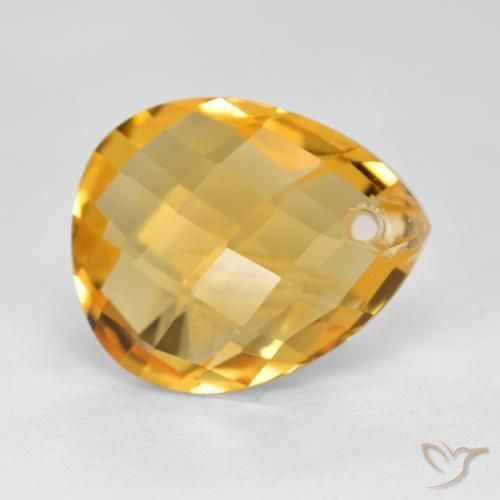 Citrino Laranja-dourado médio-claro Natural 3.53ct, Formato de pêra, VVS-VS