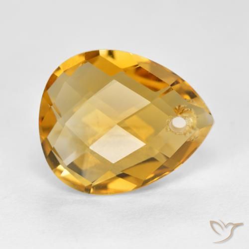 Citrino Dourado Médio-escuro Natural 3.73ct, Formato de pêra, VVS-VS