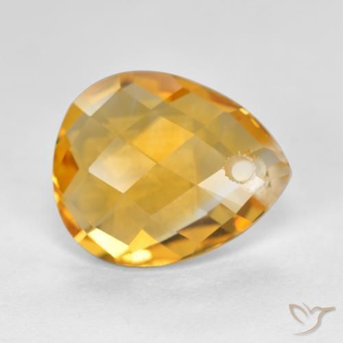 Citrino Laranja Dourado Profundo Natural 3.53ct, Formato de pêra, VVS-VS