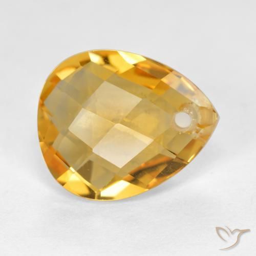 Citrino Laranja Dourado Profundo Natural 3.69ct, Formato de pêra, VVS-VS