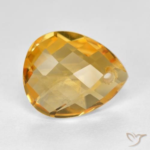 Citrino Laranja Dourado Profundo Natural 3.63ct, Formato de pêra, VVS-VS