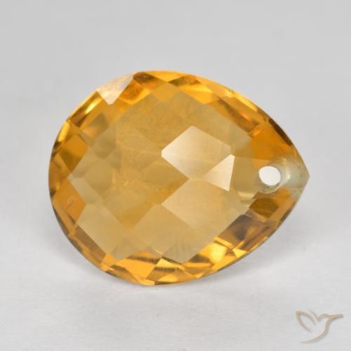 Citrino Dourado Escuro Natural 3.37ct, Formato de pêra, VVS-VS