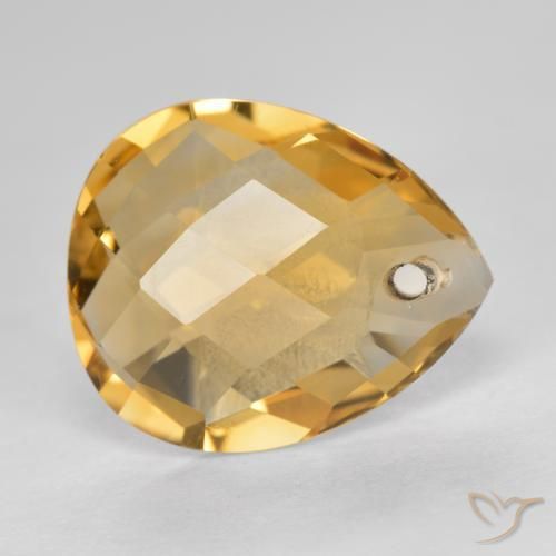 Citrino Laranja Dourado Profundo Natural 3.49ct, Formato de pêra, VVS-VS
