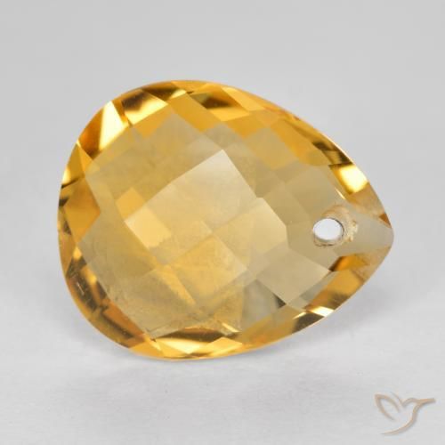 Citrino Dourado Escuro Natural 3.61ct, Formato de pêra, VVS-VS
