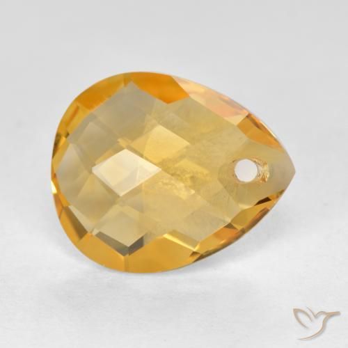 Citrino Dourado Médio-escuro Natural 3.17ct, Formato de pêra, VVS-VS