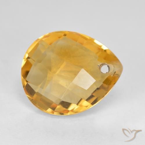 Citrino Laranja Dourado Profundo Natural 3.88ct, Formato de pêra, VVS-VS