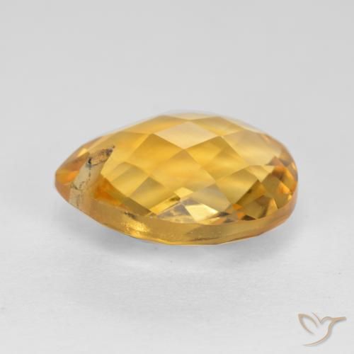 Citrino Laranja Dourado Profundo Natural 3.88ct, Formato de pêra, VVS-VS