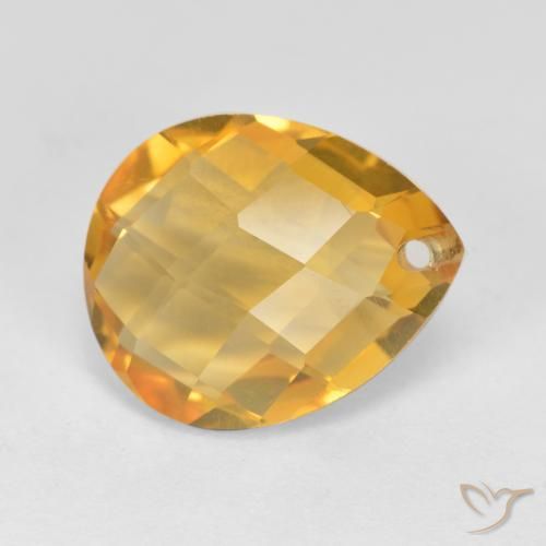 Citrino Dourado Escuro Natural 3.75ct, Formato de pêra, VVS-VS