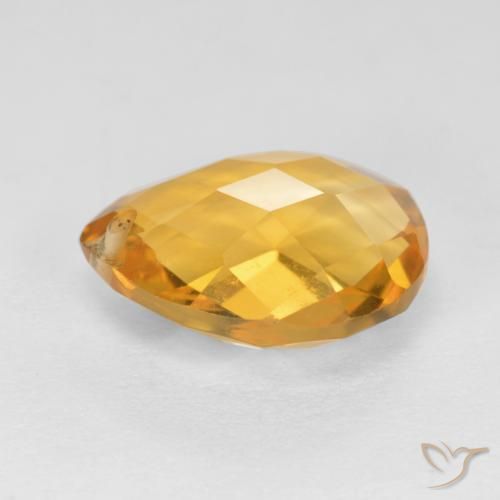 Citrino Dourado Escuro Natural 3.75ct, Formato de pêra, VVS-VS