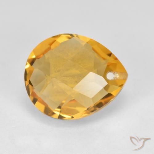 Citrino Dourado Escuro Natural 3.57ct, Formato de pêra, VVS-VS