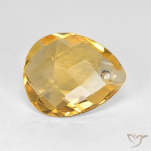 Citrino Dourado médio Natural 3.02ct, Formato de pêra, VVS-VS