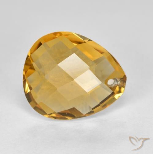 Citrino Dourado Escuro Natural 3.68ct, Formato de pêra, VVS-VS