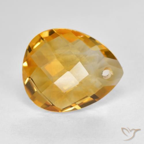 Citrino Laranja Dourado Profundo Natural 3.56ct, Formato de pêra, VVS-VS