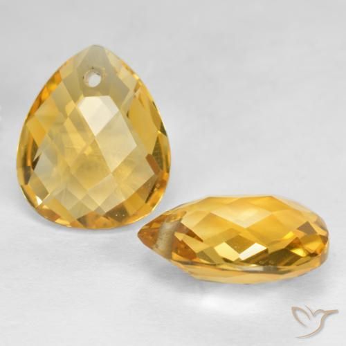 Pedras preciosas de Citrino Dourado Médio-escuro natural de 7.20 ct, Formato de pêra, VVS-VS